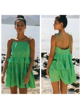 Cousin The Label Belize Dress in Kelly Green Tired Tie Strap Sundress Small NWT